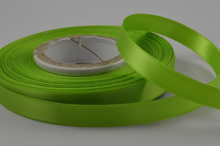 Y470- 10mm Apple Green Double face satin woven edge ribbon x 25 Metre Rolls!