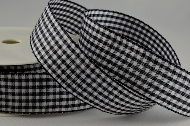 Y595 - 5mm Gingham Ribbon (25 Metres) - 5mm Col 760 Dark Navy