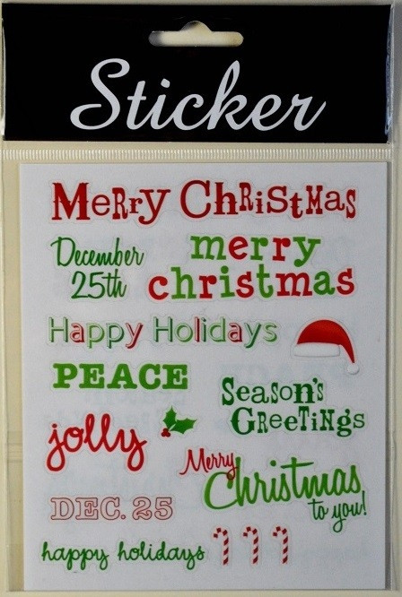 Y646 - Green & Red Merry Christmas Stickers-28 Multi