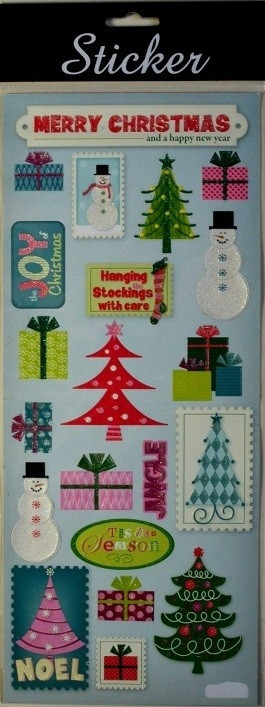 Y647 - Merry Christmas Trees, Snowmen & Present Stickers-28 Multi