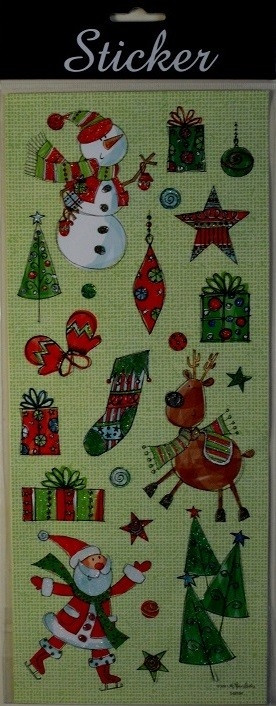 Y648 - Red & Green Reindeer, Snowmen & Santa Christmas Stickers-28 Multi