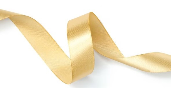 Y776 - 25mm Golden Cream woven edge single sided satin ribbon x 10mts