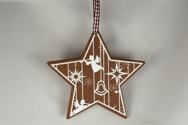 Y796 - Wooden Christmas Star Decorations (1 Piece)-125mm x 125mm-57 Brown-1 Piece