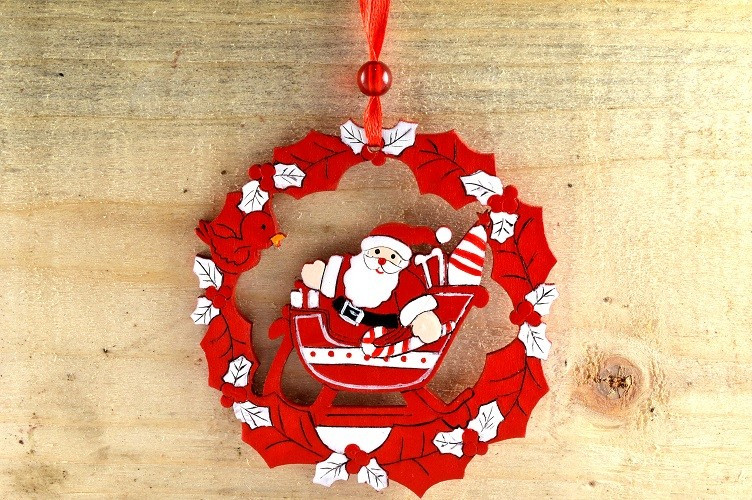 Y802 - Santa & Sleigh Decorative Hanging Decoration (1 Piece)-8cm x 8.5cm-35 Red-1 Piece