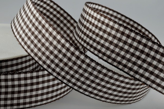 Y901 - 5mm Dark Brown Gingham Ribbon