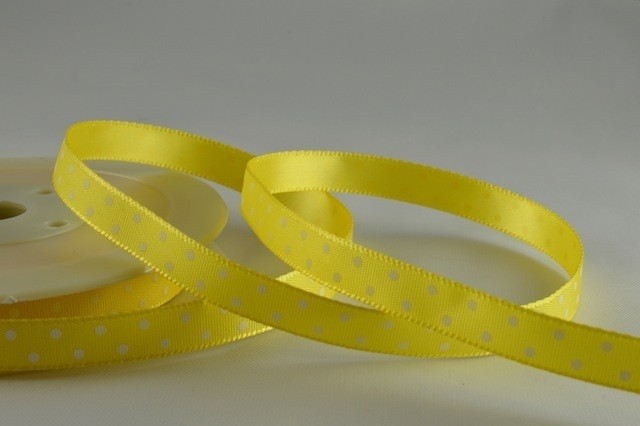 Y932 - 10mm Polka Dot Ribbon (20 Metres)-13 Yellow x 20mts