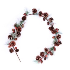 22080 - Beautiful Christmas Wintery garland with a display of pine cones, frosted pine needles and bright red berries . Length Apx 110cms