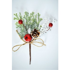 22029 - Twine, Berries & Pine Cones Pick.  Measures - 16cm Height x 10cm Width.