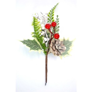 22030 - Snow Drops & Berries Christmas Pick. Measures - 16cm Height x 12cm Width
