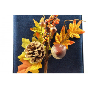 22034 - Pine Cone & Chestnut Autumn Floral Picks. Measures - 17cm Height x 12cm Width.