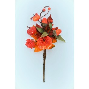 22047 - Floral Pumpkin Halloween Pick. Measures - 22cm Height x 14cm Width.