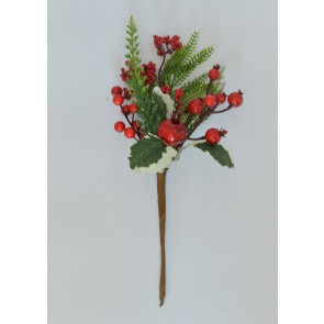 22051 - Holly and Bright Red berries - floral pick. Measures  Height 310mm  ,   Width  180mm 
