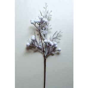 22065 - Frosted Winter branch with snowy berries for a chilly wintery scene with a hint of sparkle.  Height 390mm  ,   Width  130mm 