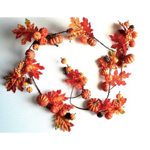 22073 - Autumn and Halloween Golden Orange leaves and fruits - a glorious garland display. Length Apx 1.5m