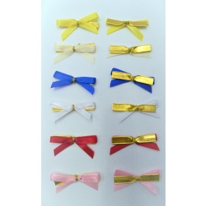 31164 - 7mm Double face satin Pre-tied Mini Bows available in various colours  ( A Fantastic price of £0.59 for 10 bows) 