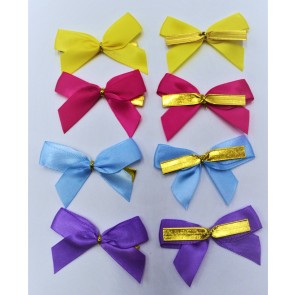 31166 - 15mm Double face satin Pre-tied Mini Bows available in various colours. (A Fantastic price of £0.67 for 10 bows) 