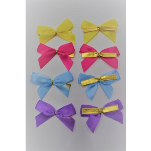 31166 - 15mm Double face satin Pre-tied Mini Bows available in various colours. (A Fantastic price of £0.83 for 10 bows) 