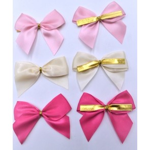 31168 - 25mm Double face satin Pre-tied Mini Bows available in various colours  (A fantastic price of £0.51 for 6 bows) 