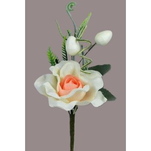 33004 - Soft White and Rose floral arrangement with beautiful embellishments.  Height  16cms ,  Width  8cms  (approx) 