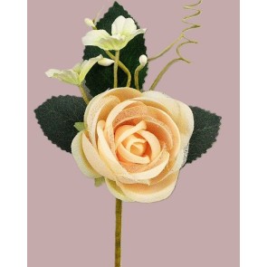 33013 - Soft Peach rose floral arrangement with delicate embellishments.  Height  16cms ,  Width  9cms   (approx)