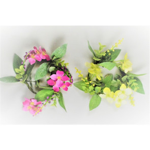 33017 - Vibrant floral Spring and Summer decorative arrangements.  Perfect as a hanging decoration or the centre piece of a candle. Two Sizes Available.