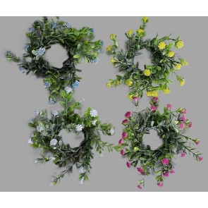 33019 - Delicate Spring flowers and leaves set in a circular floral arrangement. Two Sizes Available.  