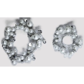 33021 - Faux Sparkly Pearls and Gems with a Silver decoration ring.  Two Sizes Available. Small  25mm Dia.   Large 65mm Dia