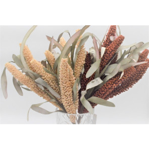 33029 - Floral display with soft textures of leaves and grasses.  Height  52cms ,  Width 21cms  (approx) 