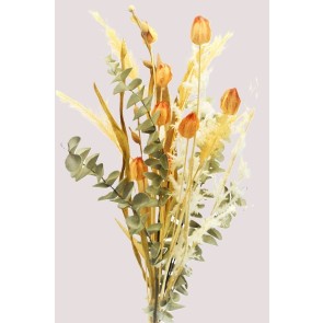 33031 - A wonderful floral multi coloured display with varying textures of leaves and grasses.  Height  54cms ,  Width 25cms  (approx) 