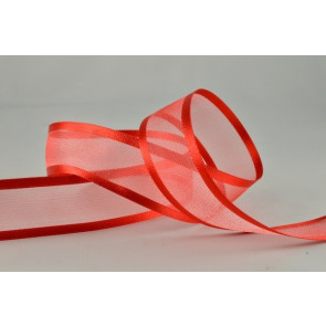 54420 - 10mm, 15mm, 25mm, 40mm & 70mm Satin Sheer Ribbon x 25 Metre Rolls - 35 Red