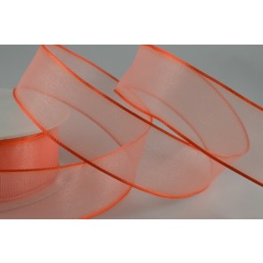 44040 - 25mm Wired Sheer with Strong Coloured Edge (25 Metres)-25mm-26 Orange