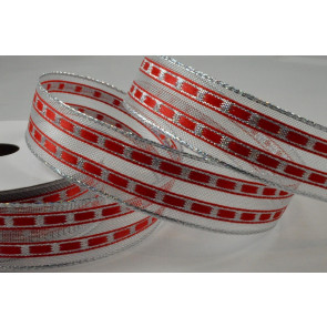 46045 - 16mm Red Wired Lurex Lined Ribbon x 10 Metre Rolls!
