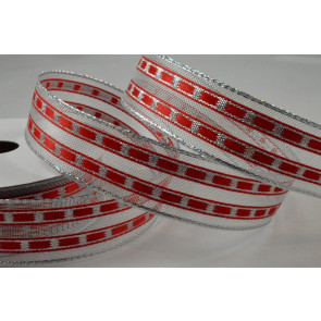 Y843 - 16mm Red Wired Lurex Lined Ribbon x 10 Metre Rolls!