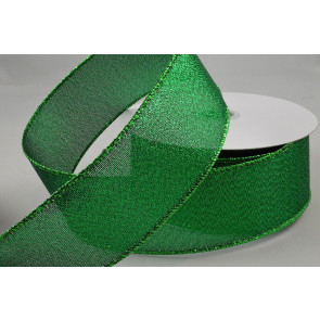 46047 - 25mm, 38mm & 63mm Wired Lurex Ribbon x 10 Metre Rolls!-25mm-67 Green