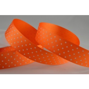 53759 - 22mm Spotted Grosgrain Ribbon (20 Metres)-23 Orange