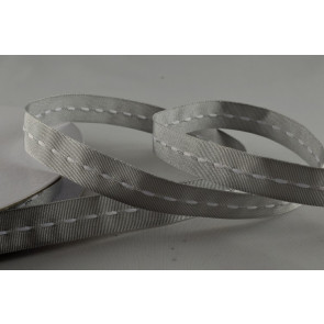 Y332 - 10mm Silver Stitched Colour Woven Ribbon (20 Metres)-10mm-84 Silver