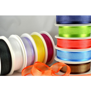 54420 - 10mm, 15mm, 25mm, 40mm & 70mm Satin Sheer Ribbon x 25 Metre Rolls