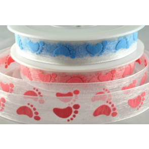 55003 - 15mm Organza Baby Feet Ribbon (20 Metres)