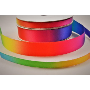 55077 - 6mm & 15mm Rainbow Double Satin Ribbon x 10 Metre Rolls!