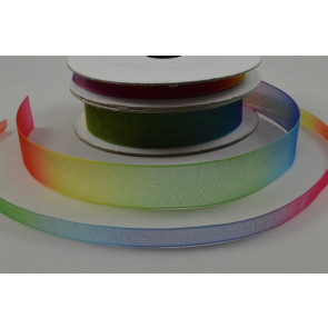 55078 - 6mm & 15mm Rainbow Sheer Organza Ribbon x 10 Metre Rolls!