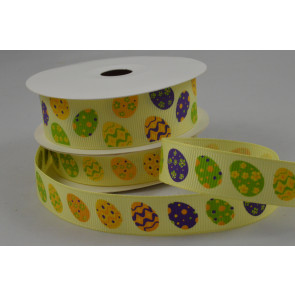 55081 - 15mm & 25mm Yellow Grosgrain Easter egg Ribbon x 10 Metre Rolls!