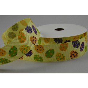 55081 - 25mm Yellow Grosgrain Easter egg Ribbon x 10 Metre Rolls!-25mm