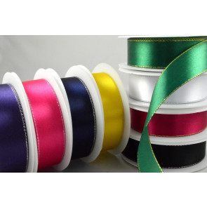 55087 - 3mm, 10mm, 15mm & 25mm Single Satin Ribbon with Lurex Edge!