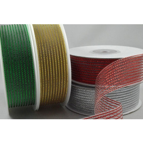 55114 - 15mm, 25mm, 40mm , 63mm Striped Lurex Ribbon x 20 Metre Rolls!