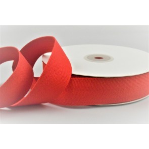 Y914 - 15mm  - Soft herringbone woven edge cotton ribbon  x 25mts - 15mm Red
