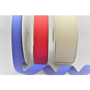 55141 - 15mm / 25mm / 38mm - Soft herringbone woven edge cotton ribbon available in various colours x 25mts 