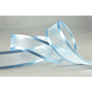 54420 - 10mm, 15mm, 25mm, 40mm & 70mm Satin Sheer Ribbon x 25 Metre Rolls - 70 Baby BLue