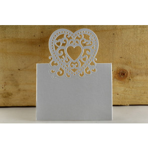 Y751-88010 - 20 White Heart Place Cards (20 Pieces)-8cm x 12cm-01 White-20 Pieces