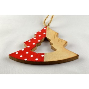 88023 - Tree Shaped Wooden Decoration with Loop (1 Piece)-8cm x 8cm-35 Red-1 Piece