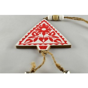 88025 - Wooden Multi Coloured Tree with Loop (1 Piece)-9cm x 7.5cm-01 White & Red-1 Piece